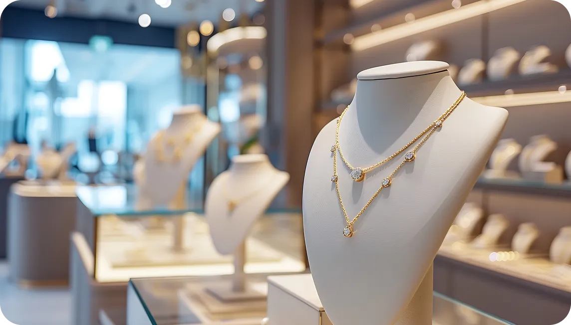 Display of exquisite jewelry